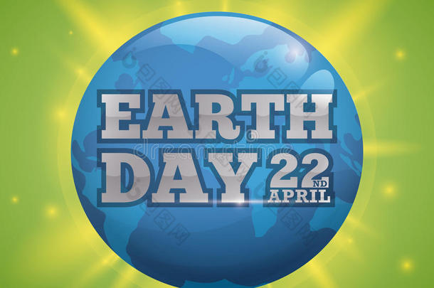 地球日庆祝设计与蓝色世界和发光，矢量插图