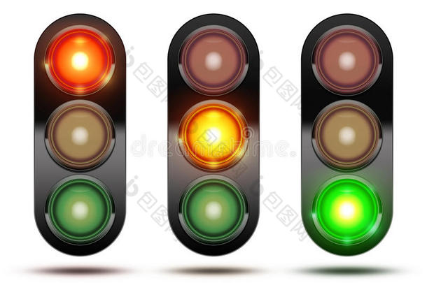 收集交通灯，显示灯如何从红色、橙色和绿色发光的顺序