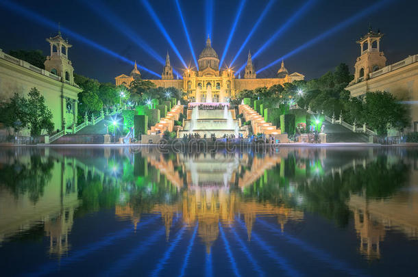 巴塞罗那魔法喷泉夜景