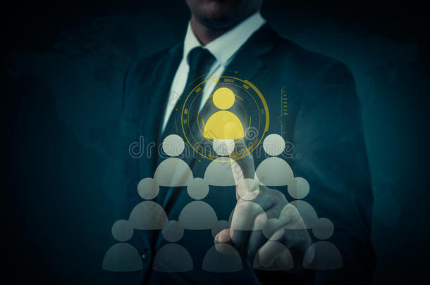手持商人图标<strong>网络</strong>-人力资源，人力资源，MLM，团队合作和领导理念