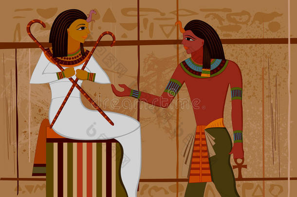 <strong>古埃及</strong>纸莎草和象形文字背景