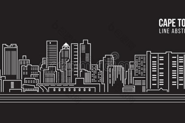 城市<strong>景观建筑</strong>线艺术矢量插图设计-开普敦城市