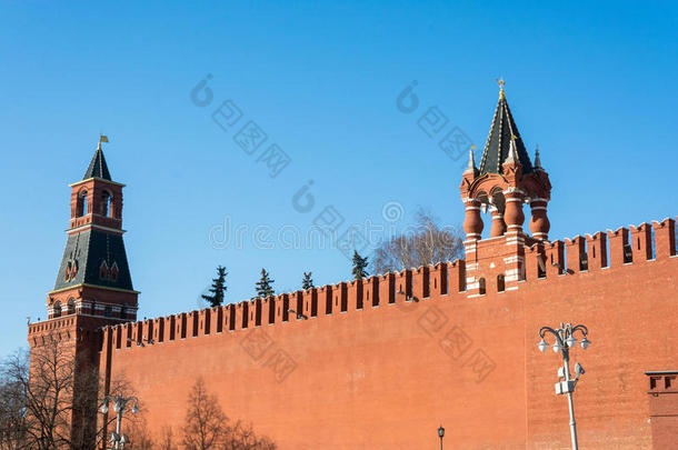 围绕莫斯科克里姆林宫的克里姆林宫墙砖。