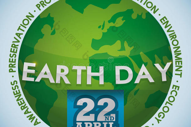 绿色世界与价值围绕地球日庆祝，矢量插图