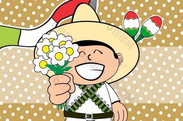 花卉墨西哥儿童卡通表情背景