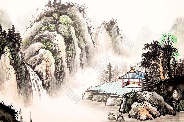 中国<strong>山水画水彩</strong>画