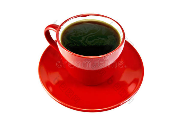 <strong>茶托</strong>上红色杯子里的咖啡