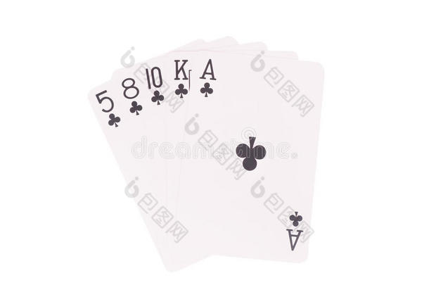冲洗扑克牌隔离在白色背景上