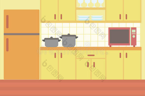 厨房背景与厨具。