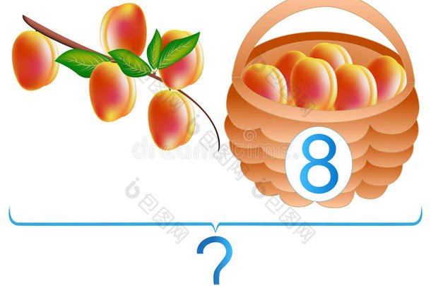 儿童教育游戏，数学加法，桃子的例子。
