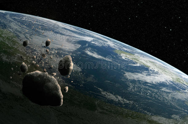 宇宙场景与小行星和行星地球在太空