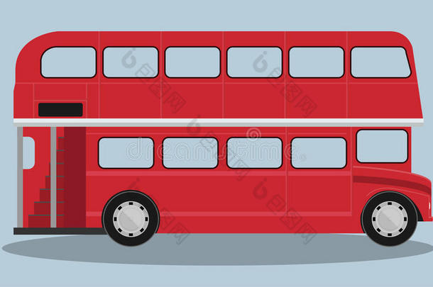 一辆红色伦敦巴士的矢量插图
