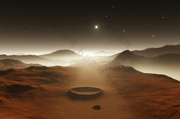 火星上的沙尘暴。