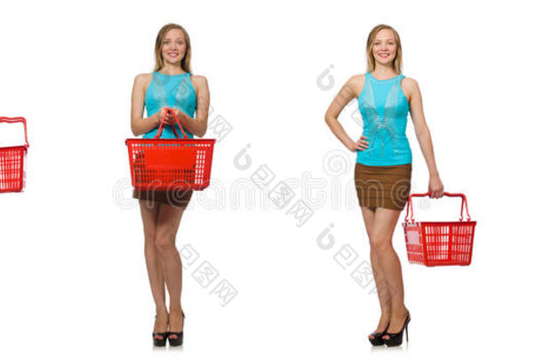 带购物篮的女人的复合照片