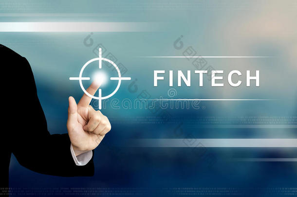 商业手点击FinTech或金融技术按钮