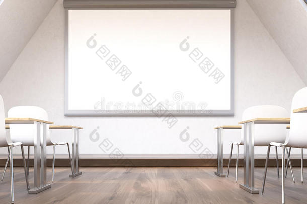 教室内部的空白白板