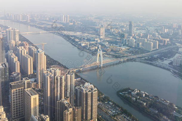 广州市中心鸟瞰，中国
