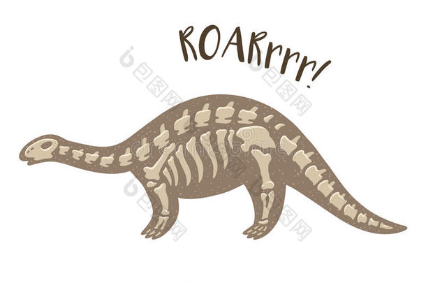 卡<strong>通卡</strong>马龙恐龙化石。 矢量插图