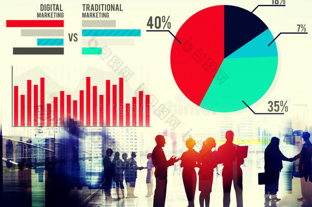 数字营销图统计分析金融市场概念