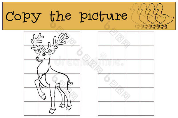 儿童游戏：复制图片。可爱的小鹿。