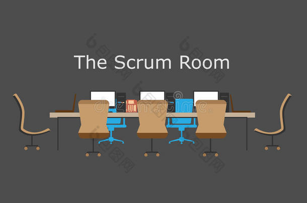 敏捷过程的概念，Scrum室团队会议，团队合作，头脑风暴