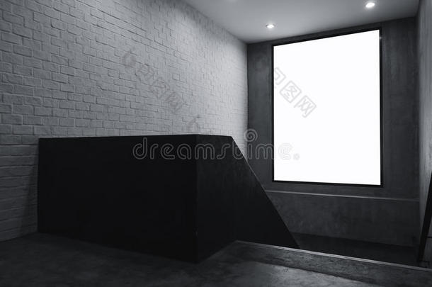 空白横幅模拟灯箱标志室内与楼梯