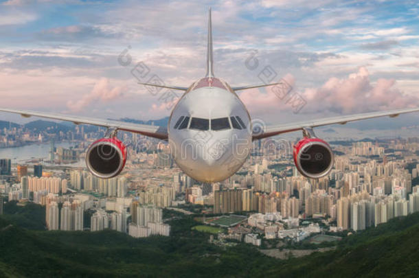 香港岛上空的飞机