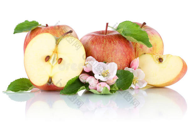 苹果苹果水果切片一半分离在白色