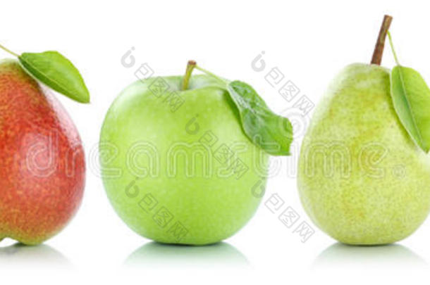 苹果梨果苹果梨果连续分离在白色上