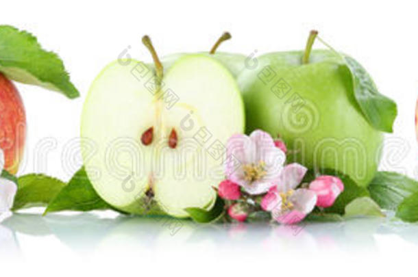 苹果水果苹果水果连续切片分离在白色