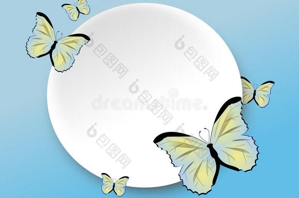 背景有白色圆圈和蝴蝶