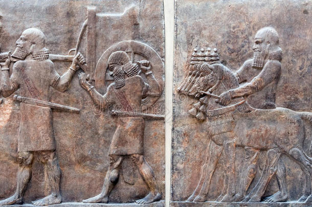 古老的巴比伦和亚述的浮雕