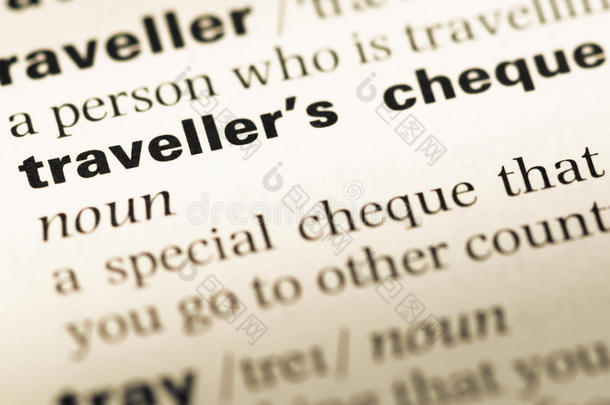 用单词旅行者的支票关闭旧的英语词典页面
