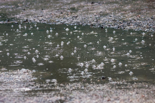 雨水在水坑里的泡泡