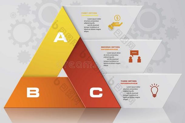 抽象3个步骤图的三角形形状与干净的横幅模板。 矢量。 eps10。
