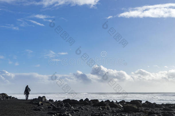 海滩黑色欧洲冰冻的冰