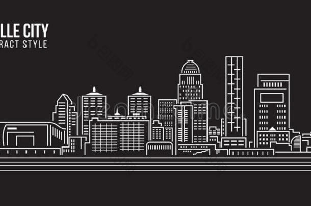 城市景观建筑线条艺术矢量插图设计-路易斯维尔市