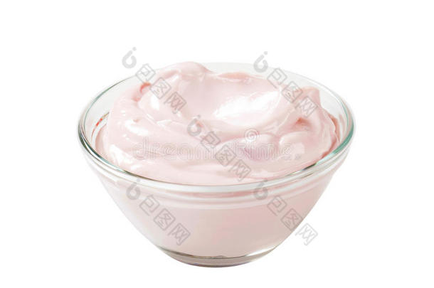 一碗淡粉色酸奶