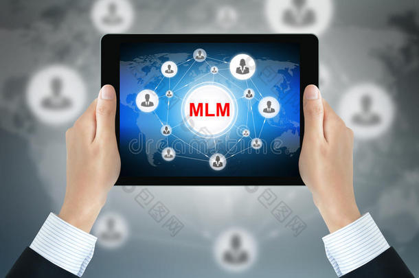 手持平板电脑与MLM（多级营销）标志