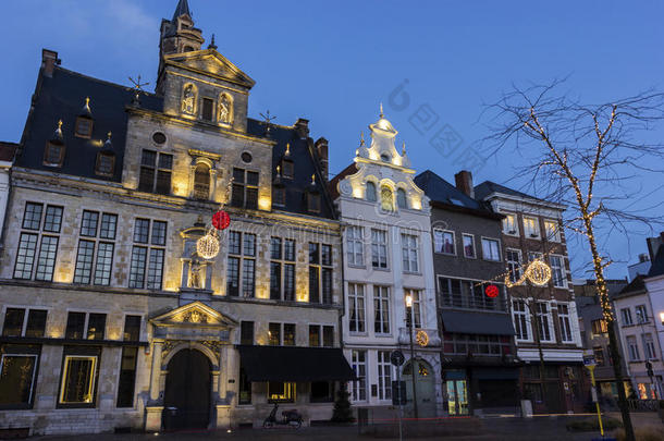建筑学比利时蓝色建筑圣诞节
