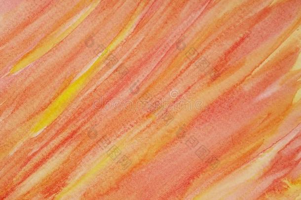 手绘抽象水彩纹理，红色，橙色和黄色