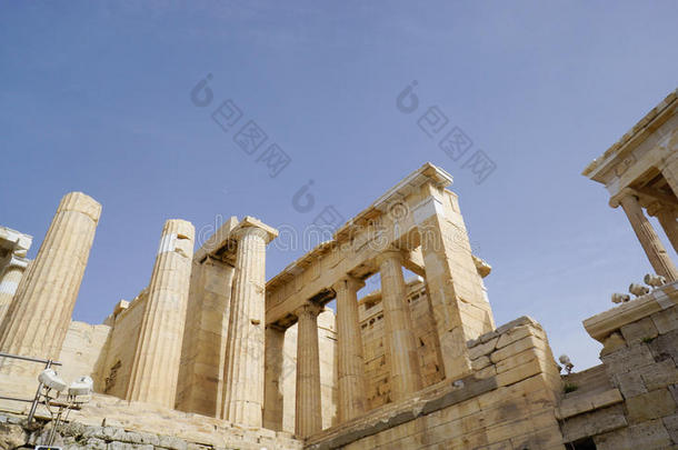 雅典，希腊，有柱子的卫城入口