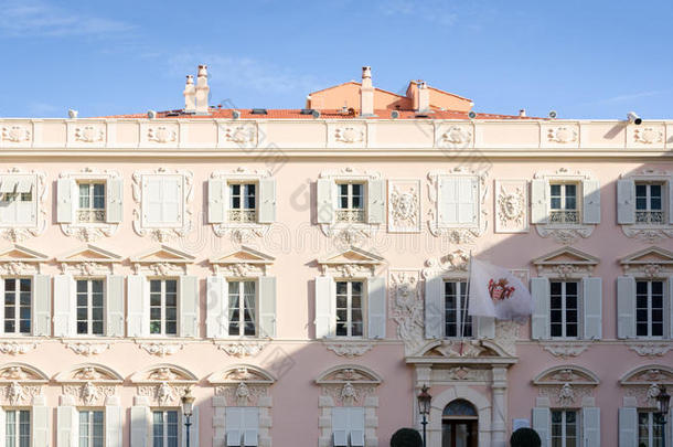 建筑旗帜房子摩纳哥粉红色