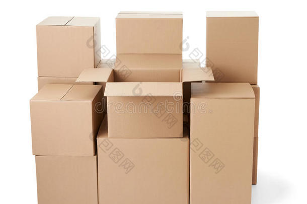 纸板<strong>箱</strong>包装移动运输送货堆栈