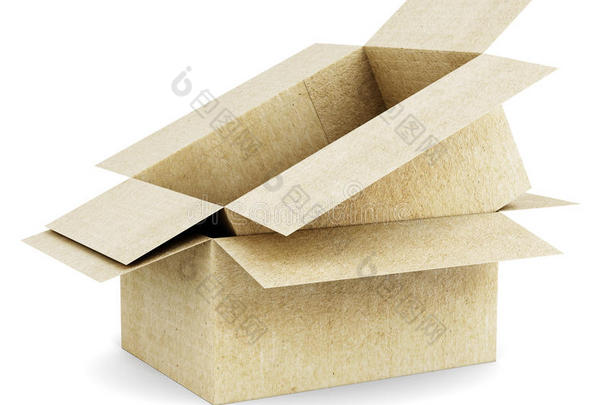 纸箱在白色背景上隔离的纸箱中。