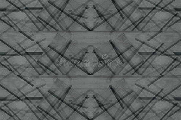 木制木板的抽象不对称背景。 抽象简约模式相交条。 灰色背景。
