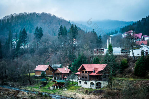 美丽的风景如画的村庄在喀尔巴阡山脉