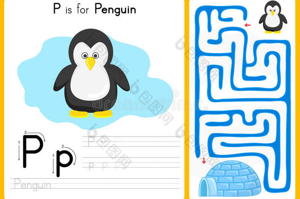 字母表a-z追踪和拼图工作表，儿童练习-插图和矢量