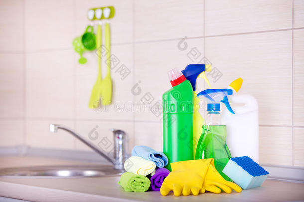 瓶子化学的家务活清洁剂打扫