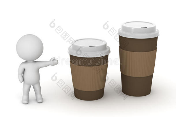 显示小咖啡杯和大咖啡杯的3D字符